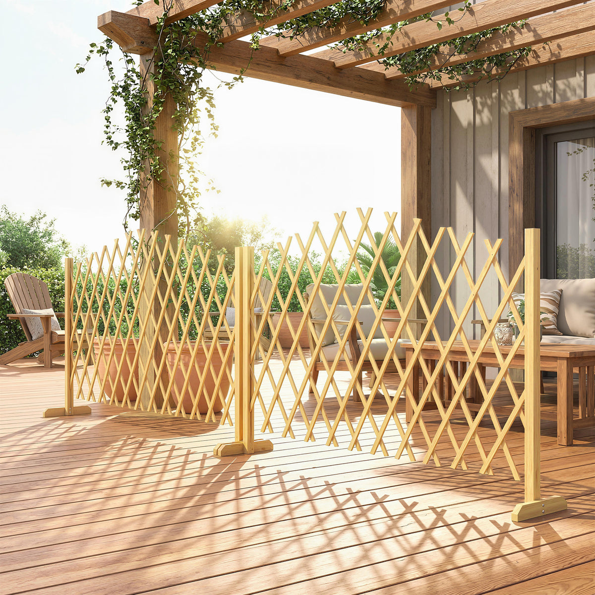 Vallas De Jardín Outsunny Madera De Abeto Madera Natural 180x30x103 Cm_1