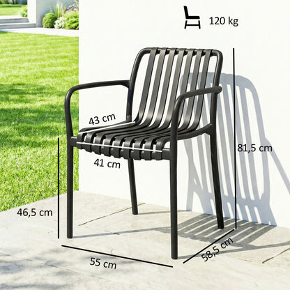 Sillas De Jardín Outsunny Pp Negro 55x58.5x81.5 Cm_2
