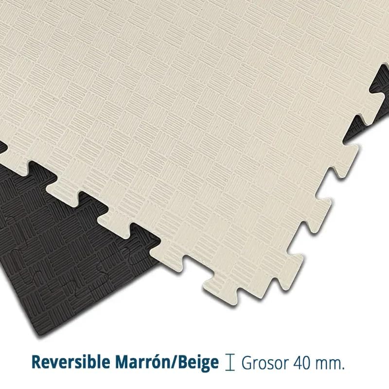 Artatami® Tatami Puzzle 1x1x40 mm Marron - Beige Pack Ahorro【4 Unidades】 Alta Densidad EVA – Judo, BJJ, MMA y Lucha_4