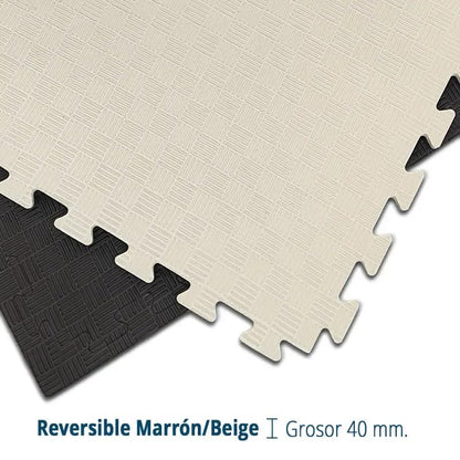Artatami® Tatami Puzzle 1x1x40 mm Marron - Beige Pack Ahorro【30 Unidades】 Alta Densidad EVA – Judo, BJJ, MMA y Lucha_4