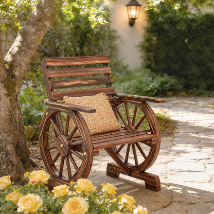 Silla De Jardín Outsunny Madera De Pino, Madera De Abeto Carbonizado 66x55x90 Cm_4