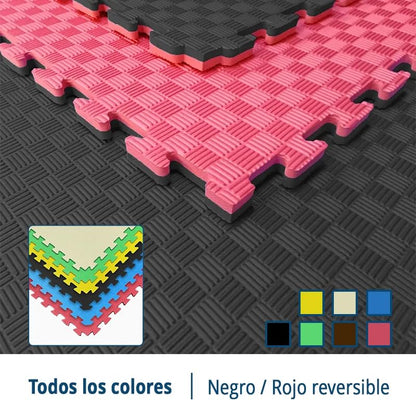 Artatami® Tatami Puzzle 1x1x20 mm Rojo - Negro Pack Ahorro【16 Unidades】Gimnasios - Fitness - Pilates - Yoga_1