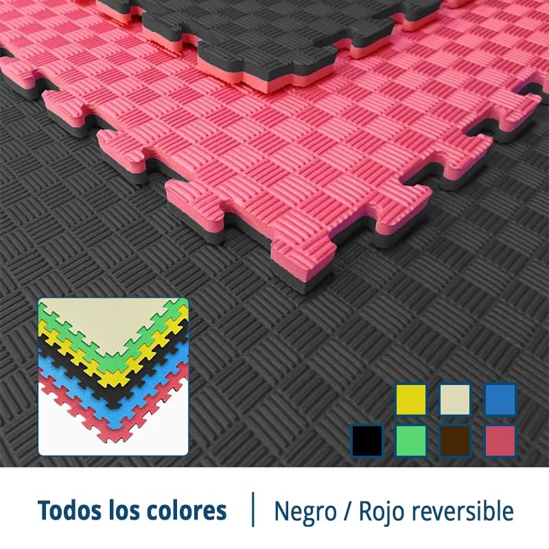 Artatami® Tatami Puzzle 1x1x20 mm Rojo - Negro Pack Ahorro【24 Unidades】Gimnasios - Fitness - Pilates - Yoga_1
