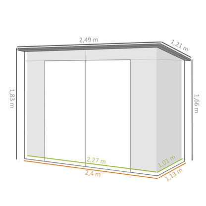 Caseta De Jardín Outsunny Acero Galvanizado Gris 249x121x183 Cm_2