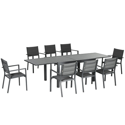 Conjunto Muebles De Jardín 9 Piezas Outsunny 270x90x75 Cm Gris_0