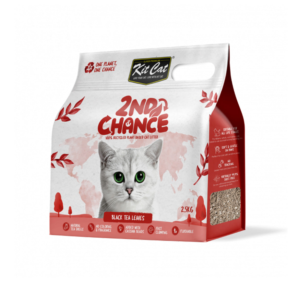 Kit Cat Arena Eco 2nd Chance - Black Tea 2,5 Kg Hojas de Té Negro, Guisante y Yuca