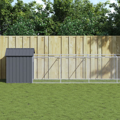 Caseta Perros Con Tejado Acero Galvanizado Gris 117x1017x123 Cm_1