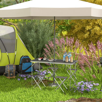 Mesa Camping Plegable Outsunny Mdf, Aleación De Aluminio Negro 120x60x77 Cm_1