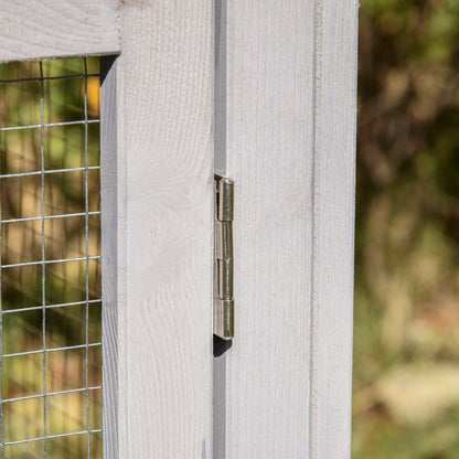 Conejera Exterior Madera Para 2-4 Conejos Pawhut 210x45,5x84,5 Cm Gris_4