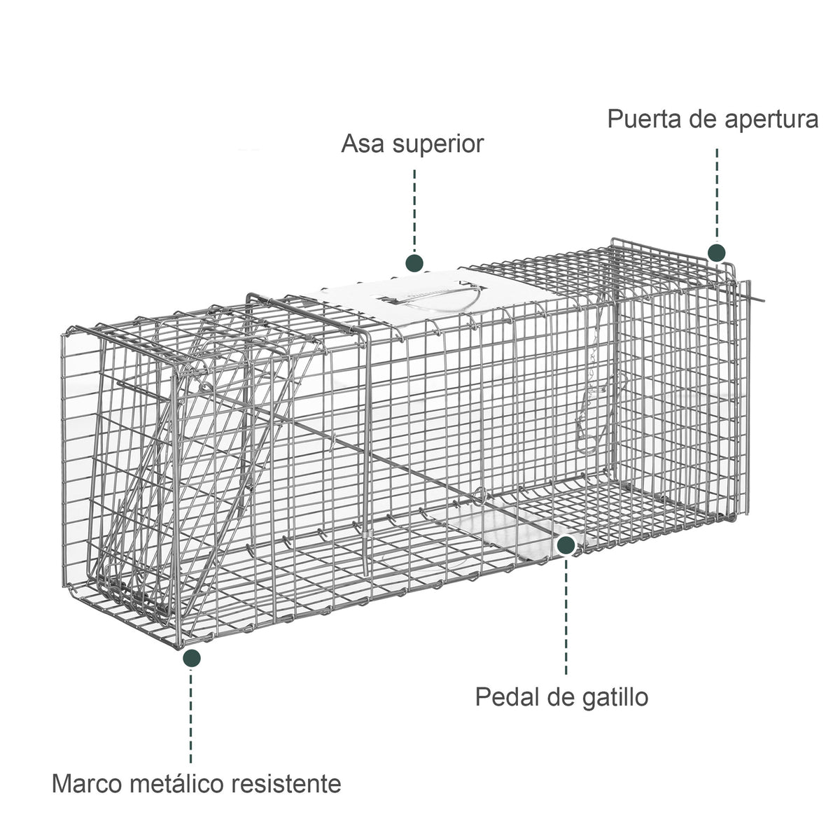 Trampa Para Animales Outsunny 81x26x34.5 Cm Plata_5