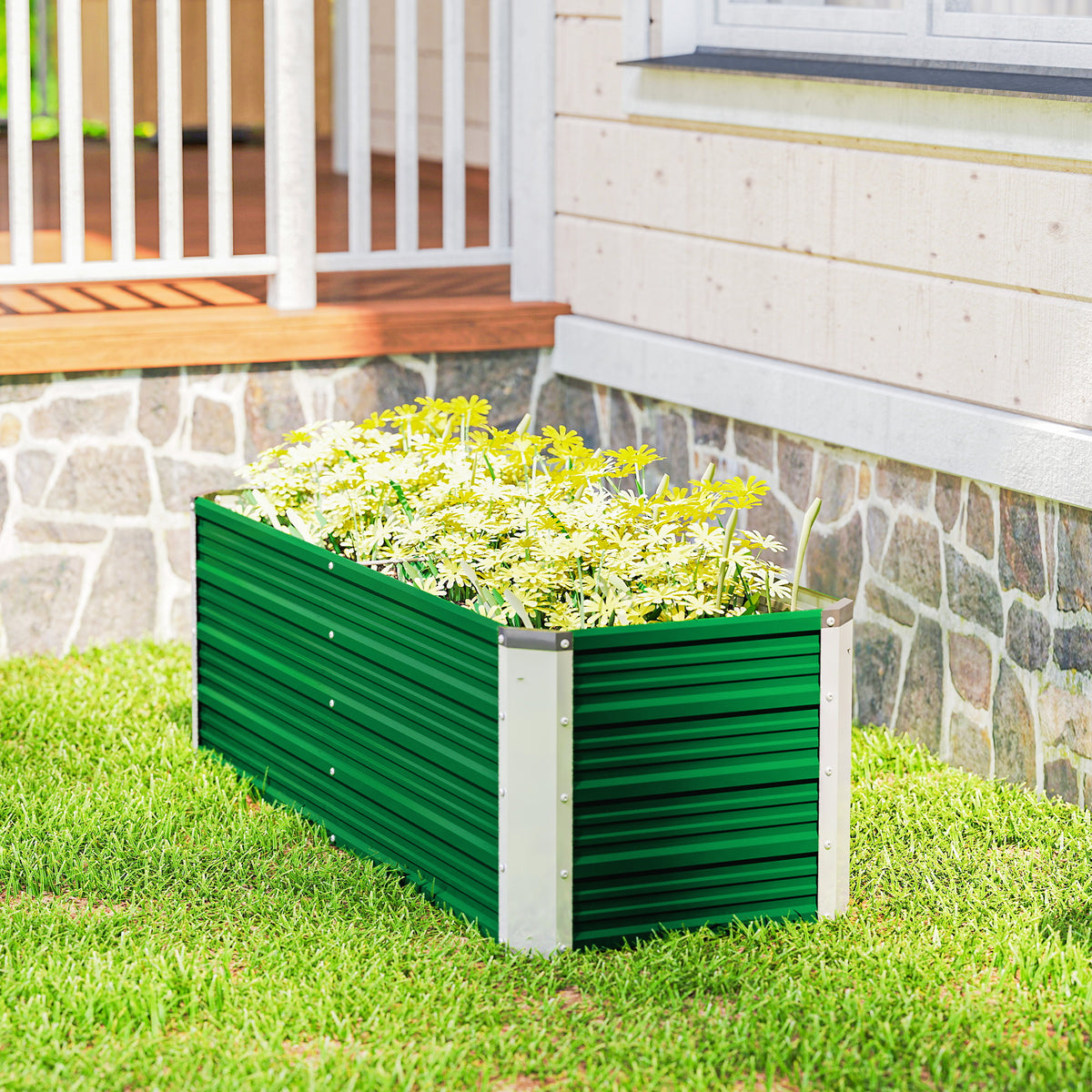 Arriate De Jardín Outsunny Acero Verde 125x47x40 Cm_3