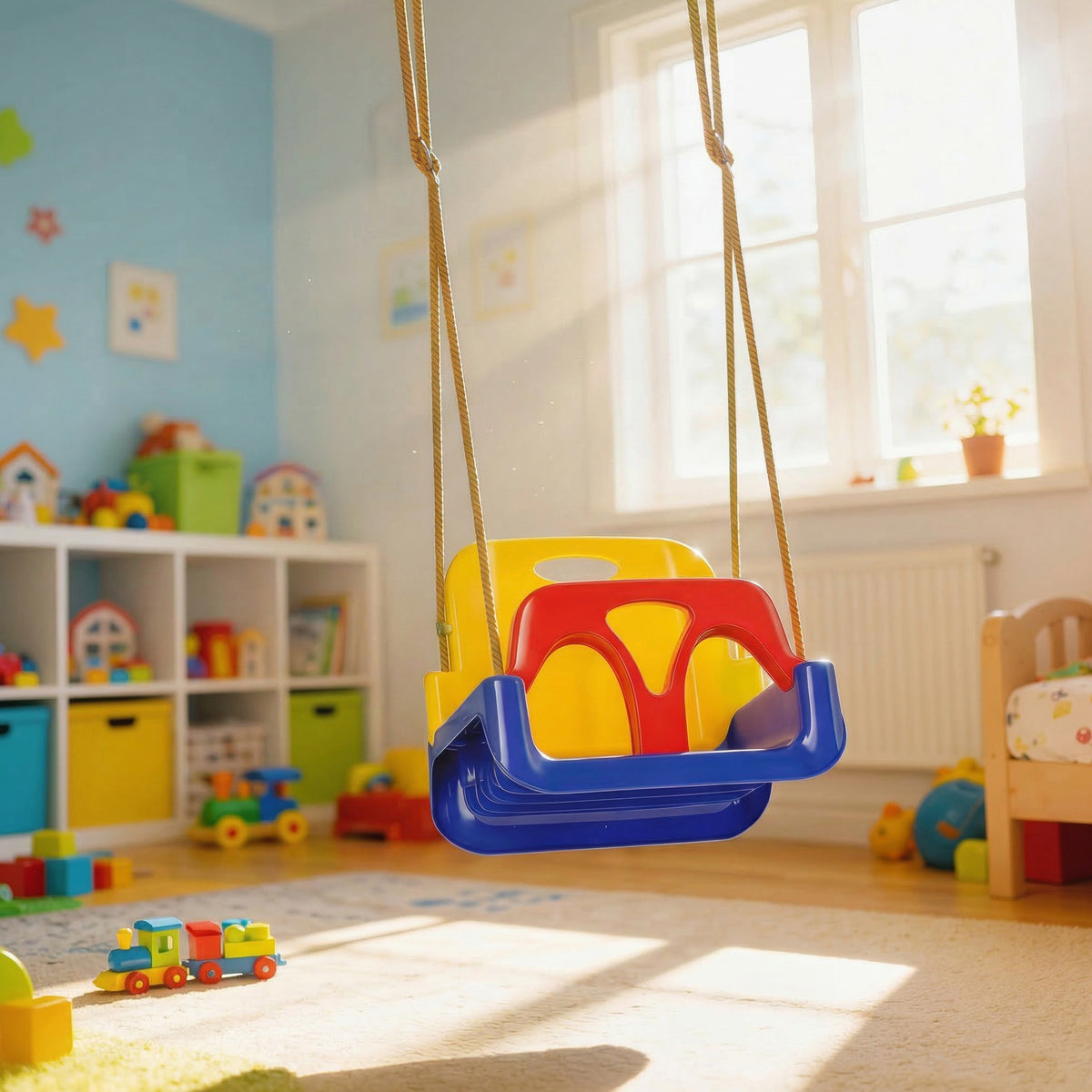 Columpio Infantil Outsunny Pp, Pe Azul 42x33x38 Cm_3