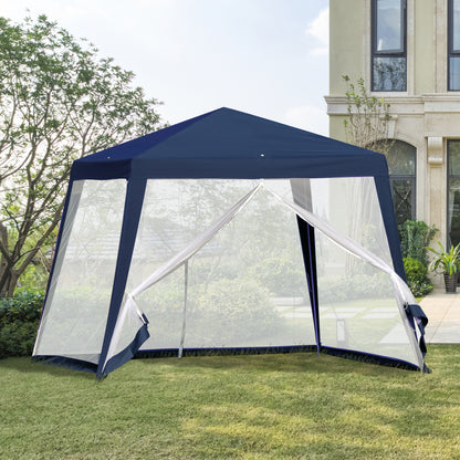 Carpa De Jardín Con 4 Partes Laterales Outsunny 3x3x2,45 M Azul_1