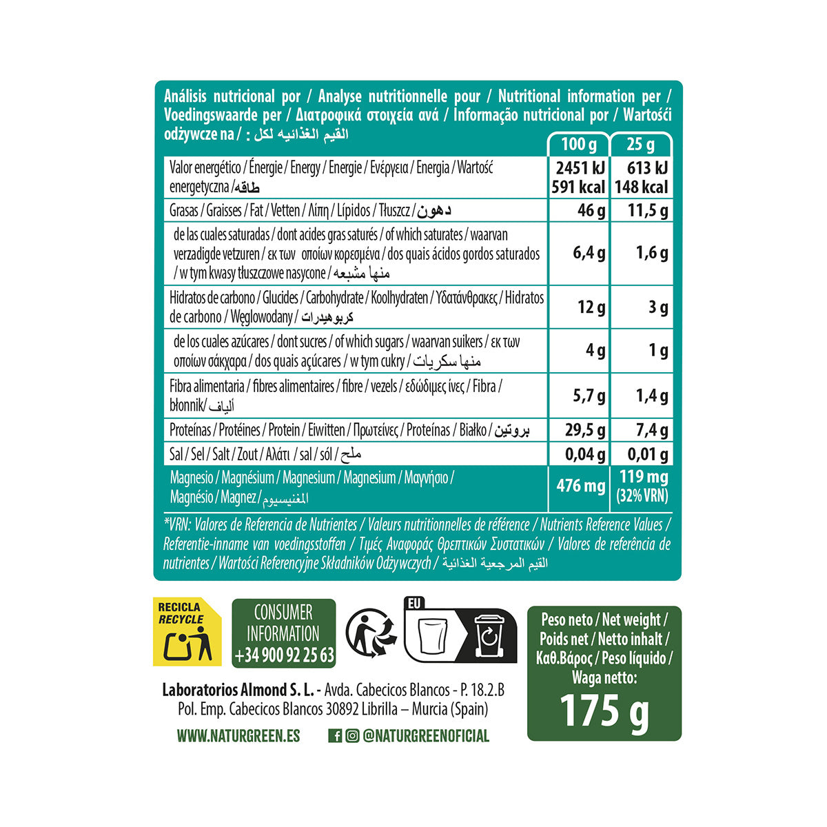 Mezcla de Semillas SmartMix Protein Bio NaturGreen 175 g