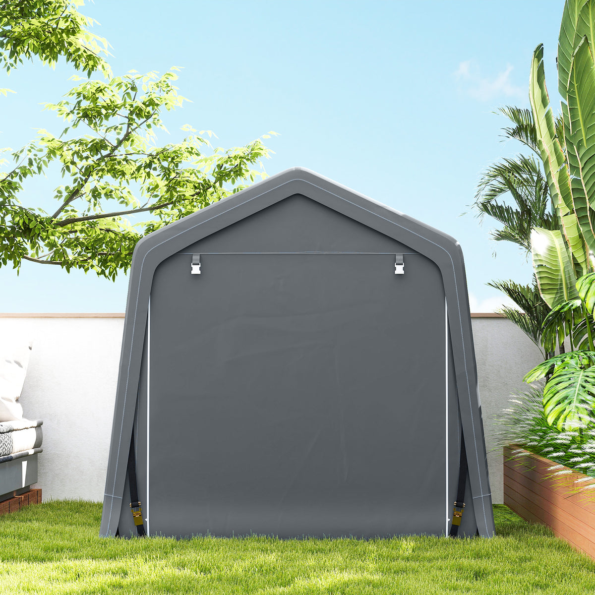 Outsunny Carpa De Jardín Para Herramientas 2,4x2x2 M Gris_3