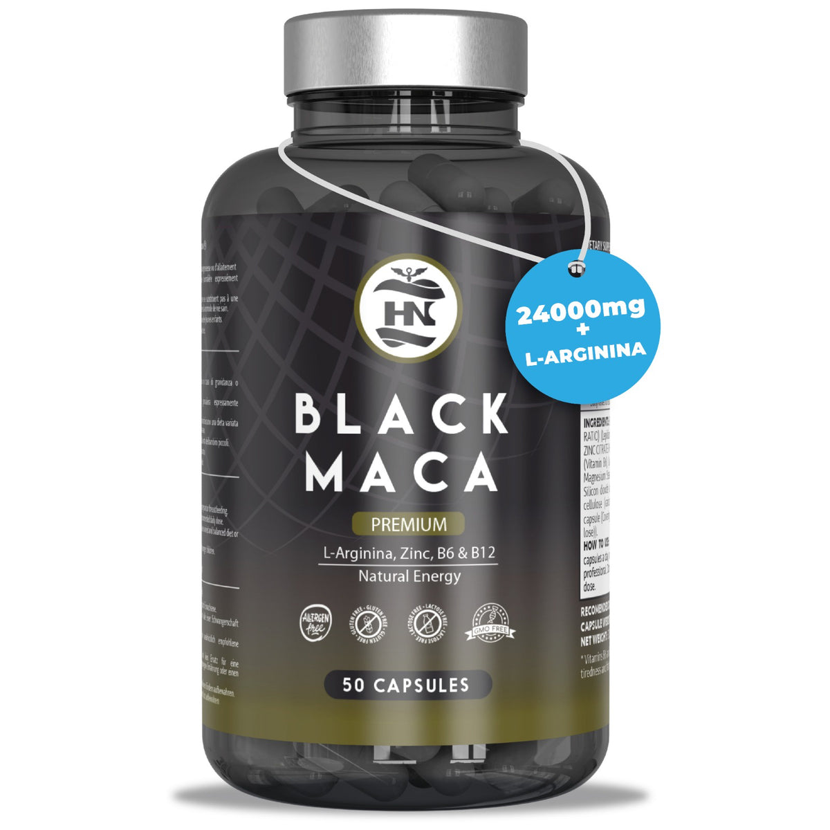 Maca Negra Andina Peruana Con L Arginina, 50 Capsulas, Para Máxima Energía Y Rendimiento Con Vitaminas B6/b13_0
