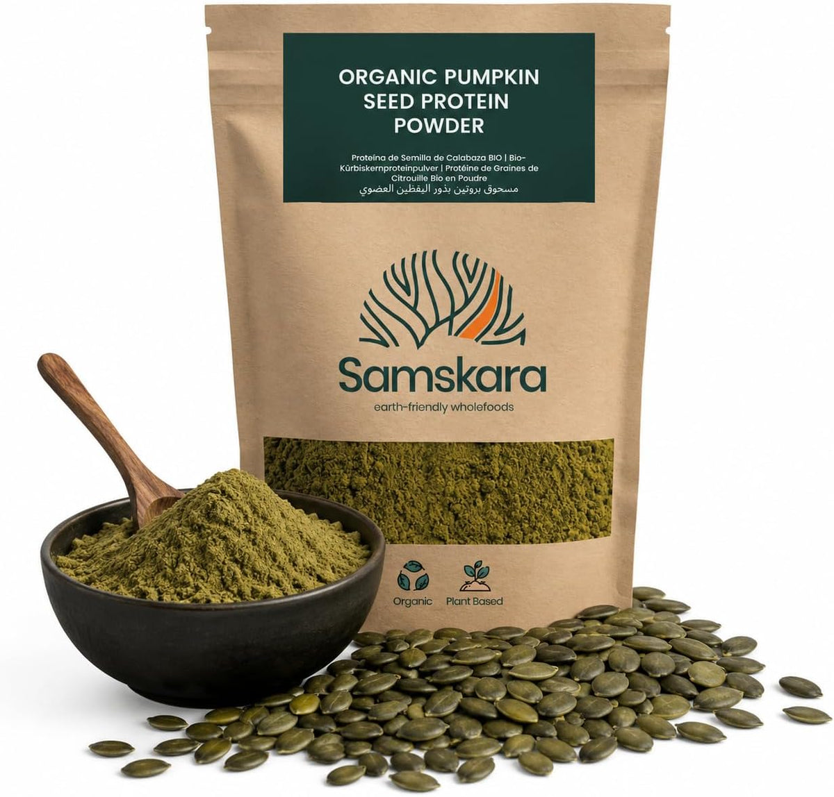Proteína De Calabaza Tostada Bio - 4kg (500g Envase Retail + 3,5kg Bolsa Granel De Recarga) | Proteína Vegetal Ecológica_0