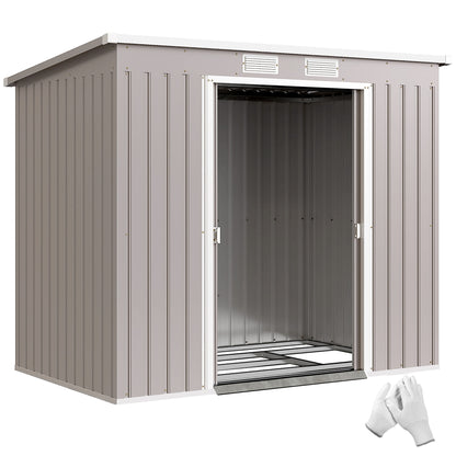 Cobertizo De Jardín Outsunny Acero Galvanizado Gris Claro 213x130x172 Cm_0