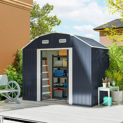Cobertizo De Jardín Outsunny Acero Galvanizado Gris Oscuro 238x132x198.5 Cm_1