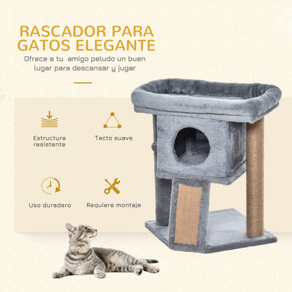 Pawhut Árbol Rascador Para Gatos Pequeños De 57 Cm Con Poste De Yute Rascador_3