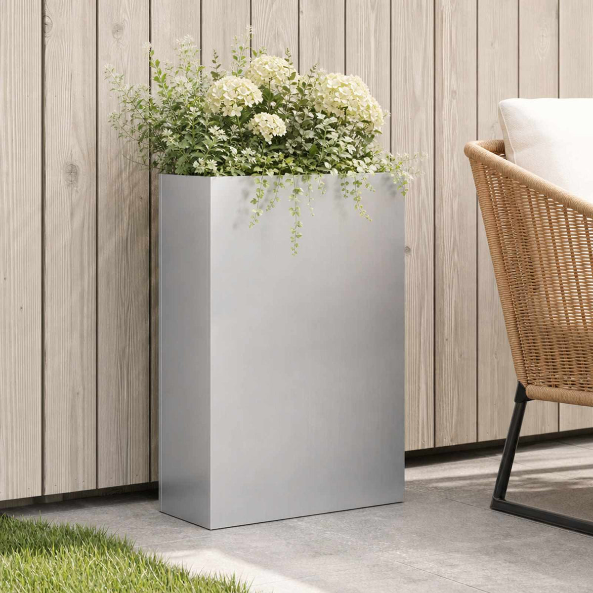 Macetero De Jardín Plateado 50 X 20 X 75 Cm Acero Galvanizado_1