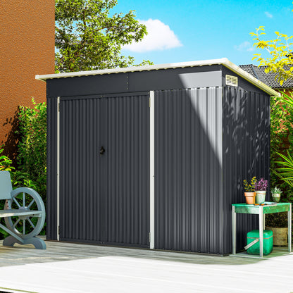 Caseta De Jardín Outsunny Acero Galvanizado Gris Oscuro 234x132x185 Cm_4