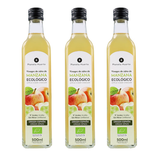 Pack 3x Vinagre de sidra de manzana sin filtrar ECO Planeta Huerto 500 ml