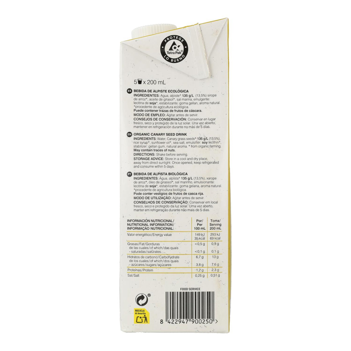 Pack 12 x Bebida vegetal de alpiste 100% vegetal Soria Natural 1L