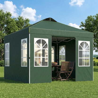 Carpa Plegable Outsunny Tela Oxford, Metal Verde 293x293x272 Cm_1