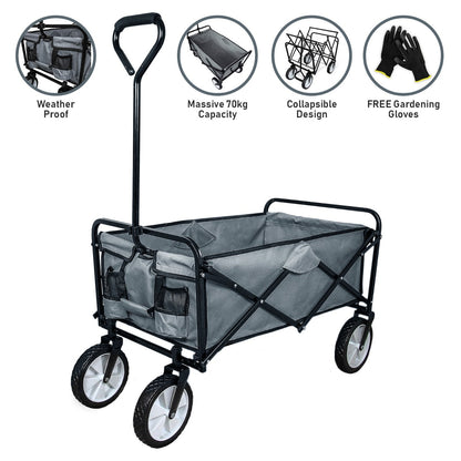 Carretilla De Jardín Plegable Gris Para Jardinería Con Funda Impermeable_1