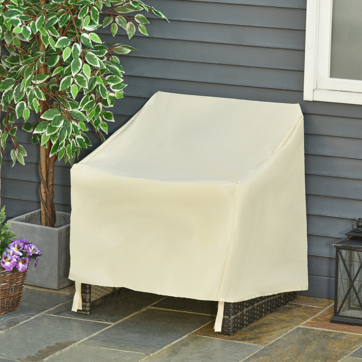 Funda Protectora Para Sillas Outsunny Beige 68x87x77 Cm_1