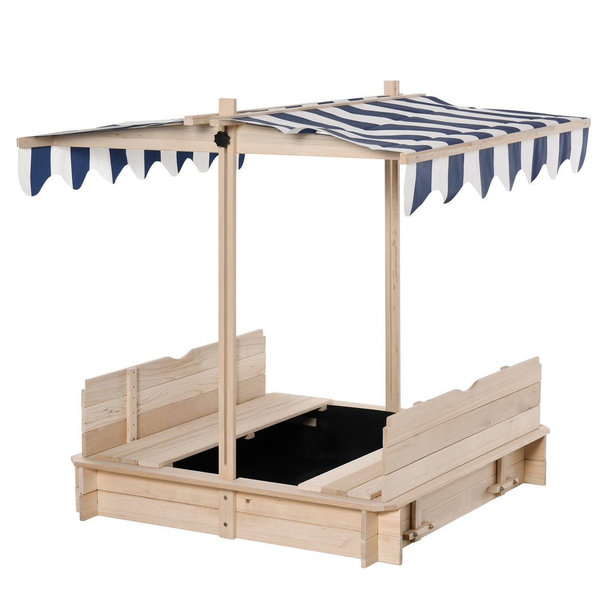Arenero Para Niños Outsunny Madera 106x106x121 Cm Madera De Abeto_0