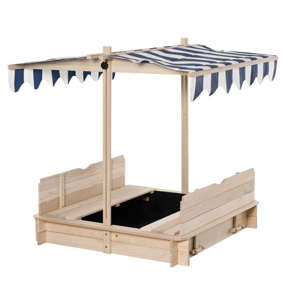 Arenero Para Niños Outsunny Madera 106x106x121 Cm Madera De Abeto_0