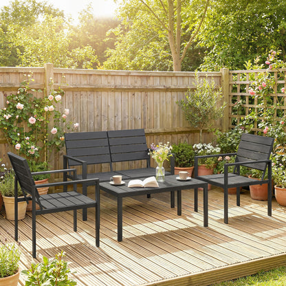 Muebles De Jardín Outsunny Hdpe, Metal Negro 104x71x76.5 Cm_1