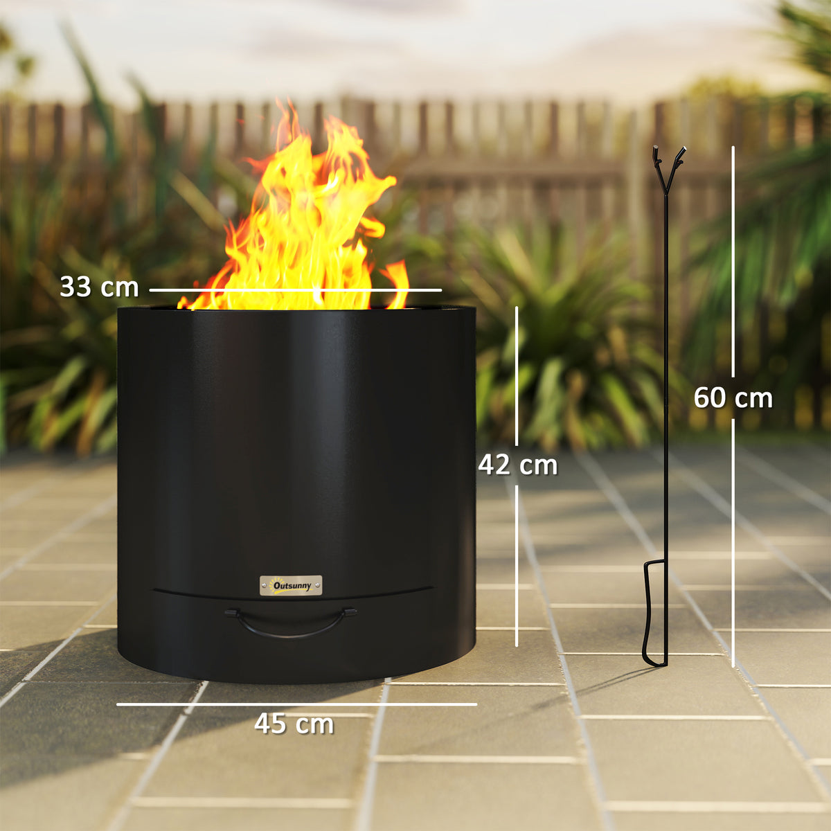 Brasero Exterior Outsunny Acero Negro 45x45x42 Cm_2