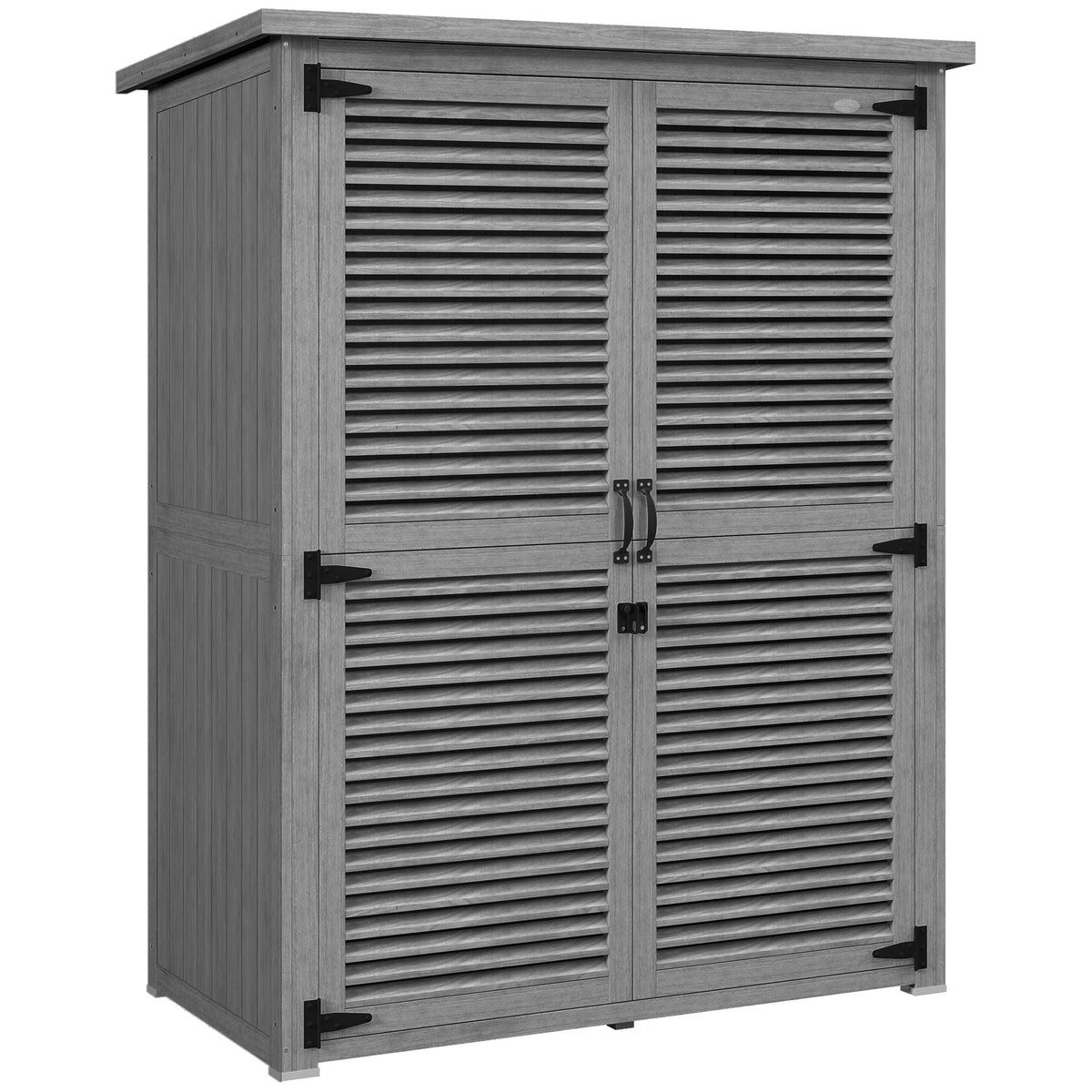 Cobertizo De Madera Outsunny Madera De Abeto Gris 127x65x168 Cm_0