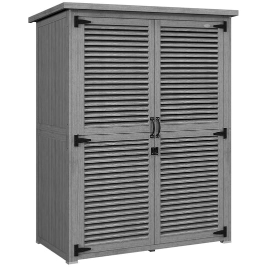 Cobertizo De Madera Outsunny Madera De Abeto Gris 127x65x168 Cm_0