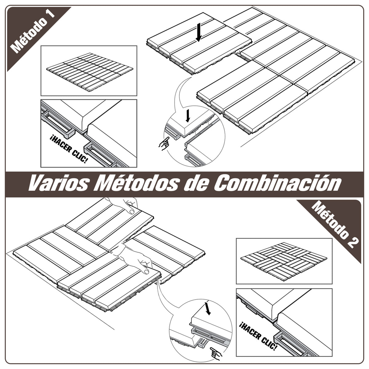 Baldosas Cuadradas Outsunny Marrom De 9 Piezas 30x30x2 Cm_5