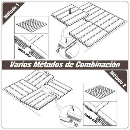 Baldosas Cuadradas Outsunny Marrom De 9 Piezas 30x30x2 Cm_5