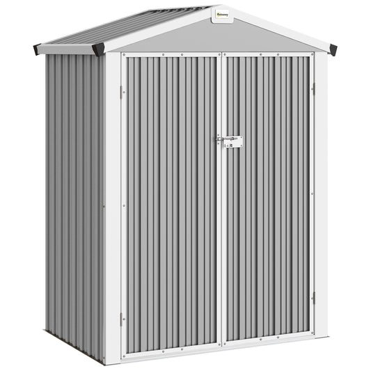 Caseta De Jardín Outsunny Acero Galvanizado Gris 133x87x178 Cm_0