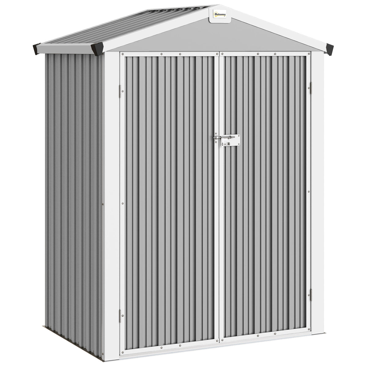 Outsunny Caseta De Jardín Exterior 1,1 M² 136x87x178 Cm Puertas Abatibles Gris_0