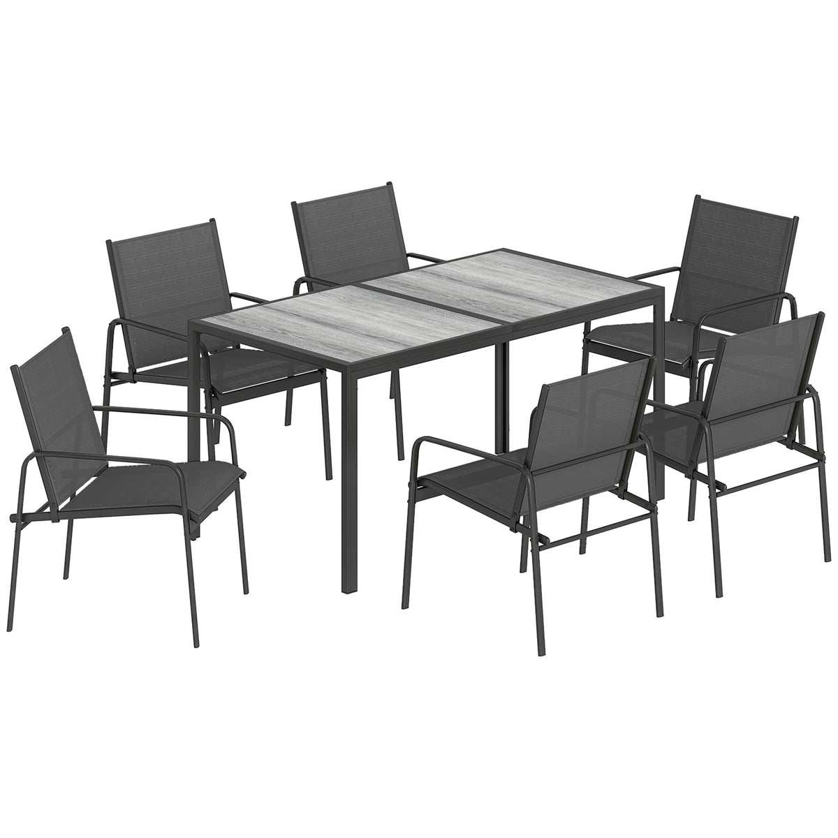 Conjunto De Jardín Outsunny Acero Galvanizado, Textilene Negro 150x80x74 Cm_0