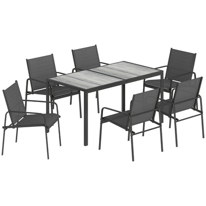 Conjunto De Jardín Outsunny Acero Galvanizado, Textilene Negro 150x80x74 Cm_0