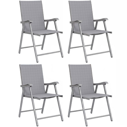 Sillas Plegables Outsunny Acero, Textilene Gris Claro 62x58x97 Cm_0
