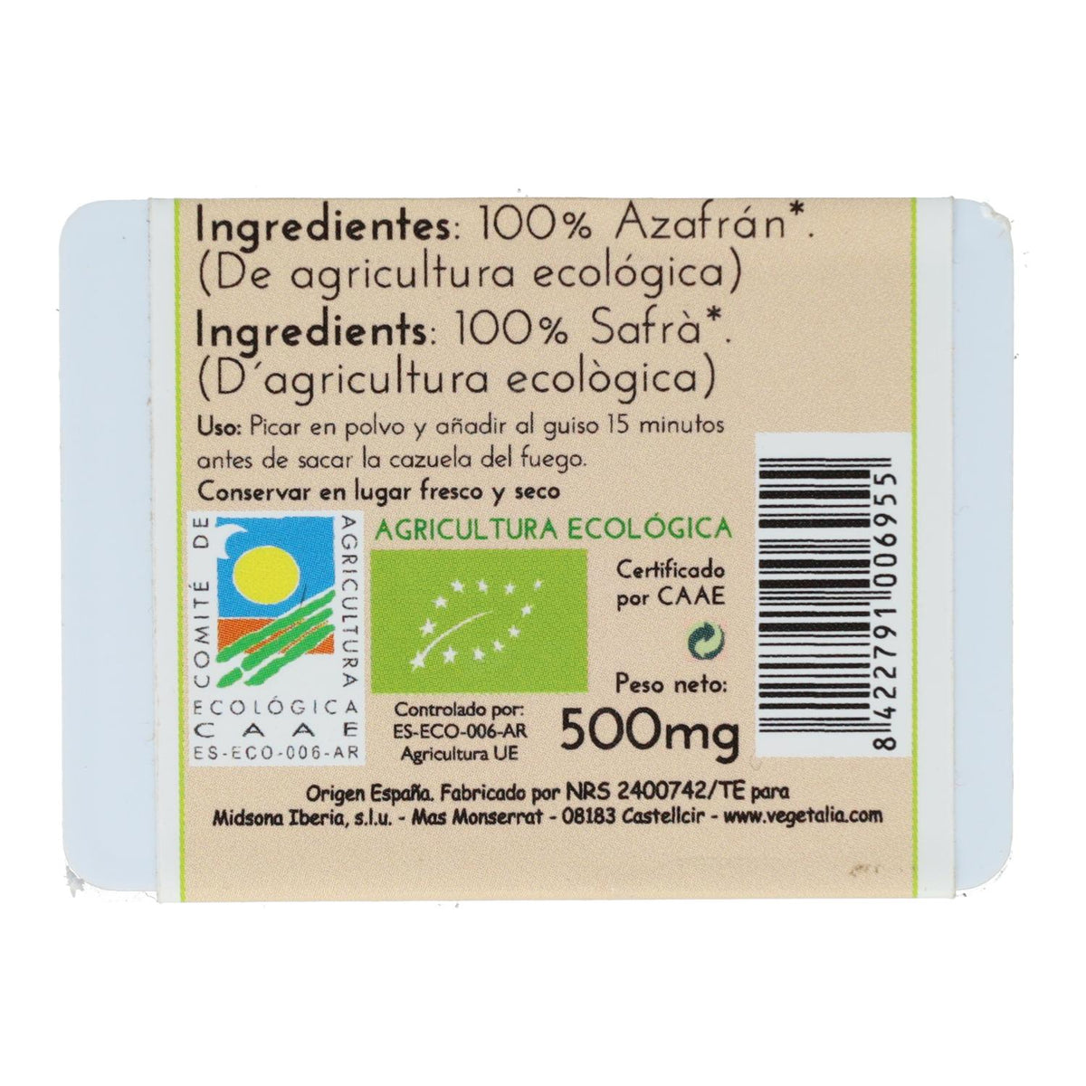 Azafrán Ecológico Vegetalia 0,5g