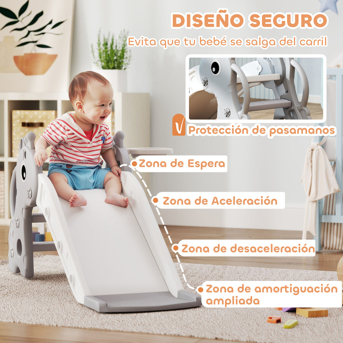 Tobogán Infantil Aiyaplay Pe, Pp Gris 106x51.5x52 Cm_5
