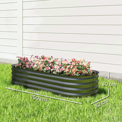 Jardinera Exterior Outsunny Acero Galvanizado Gris Oscuro 150x62x30 Cm_2