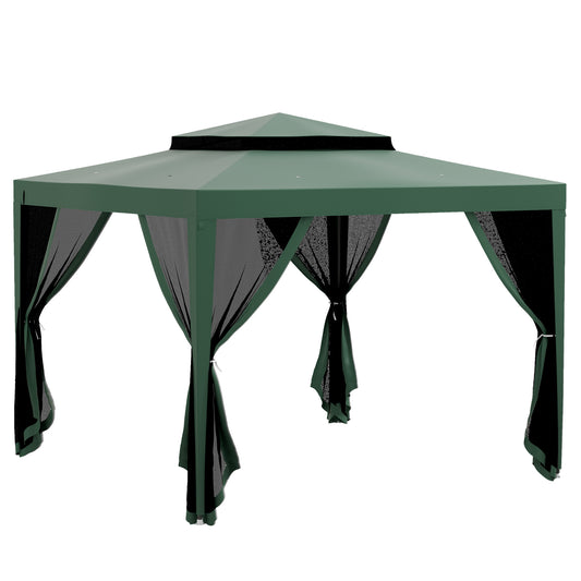 Carpa De Jardín Con 4 Mosquiteras Outsunny 297x297x268 Cm Verde_0