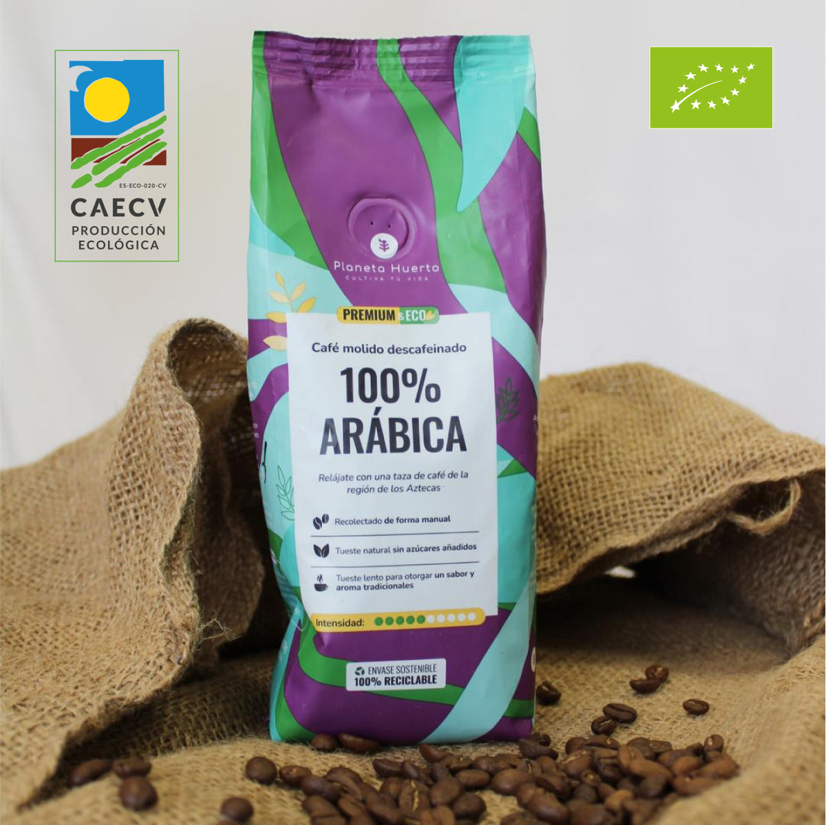 Café descafeinado molido Eco 100% Arábica Planeta Huerto 250 g