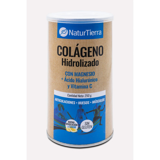 Colágeno hidrolizado con magnesio + ácido hialurónico y vitamina C, 250g. NaturTierra